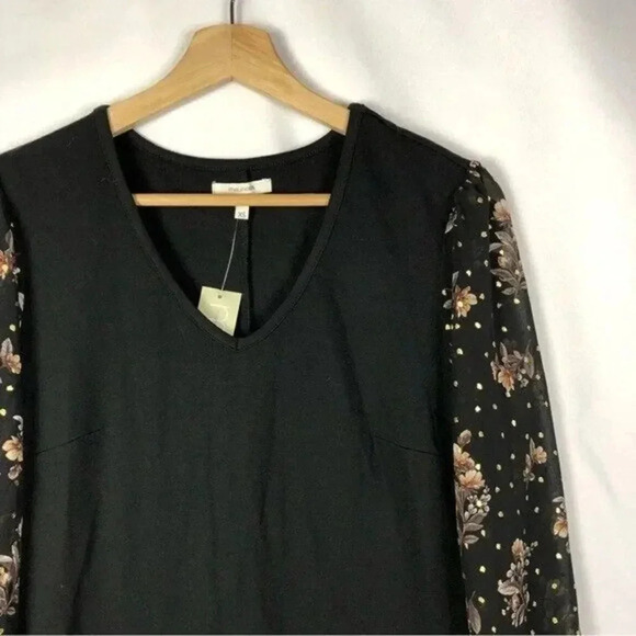 Maurices Black Ponte Metallic Floral Long Sleeve Mini Dress XS - Picture 3 of 3
